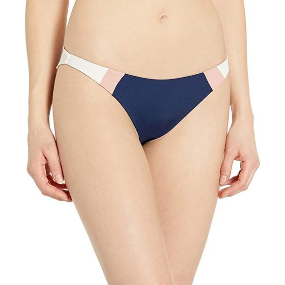 L*Space Pink Navy Blue Reversible Bikini Bottom LARGE Colorblock Cheeky $75 NEW - Picture 1 of 7